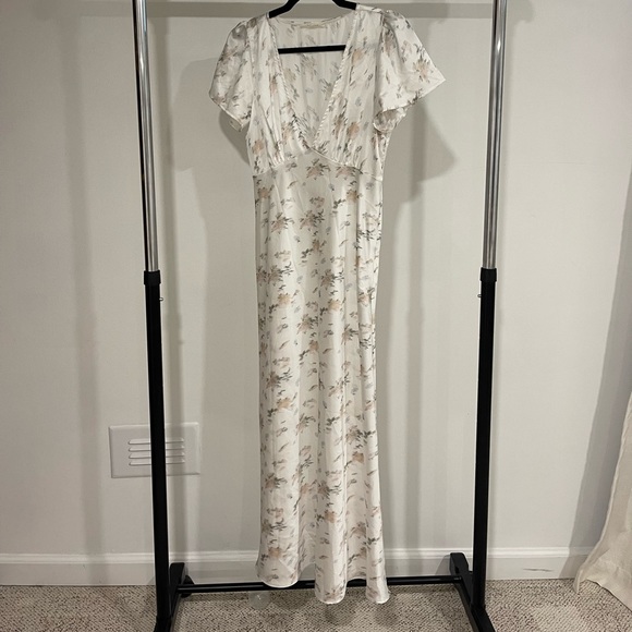 Satin Midi Floral Dress - Picture 1 of 4